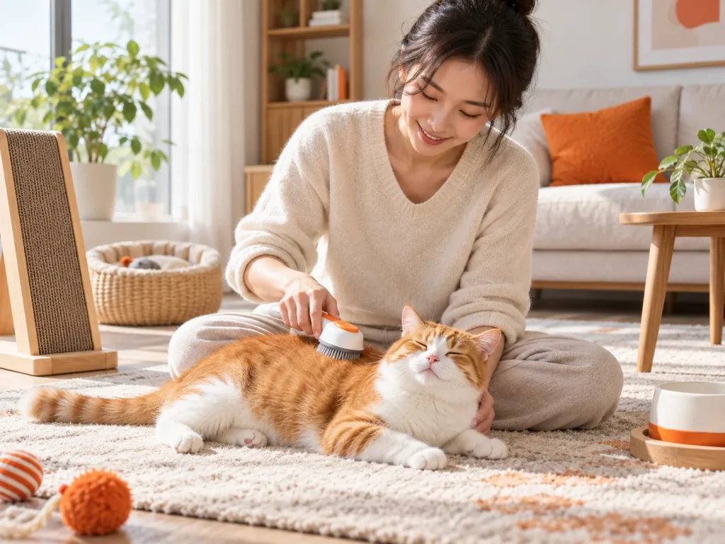 Gentle Cat Grooming Brush in use